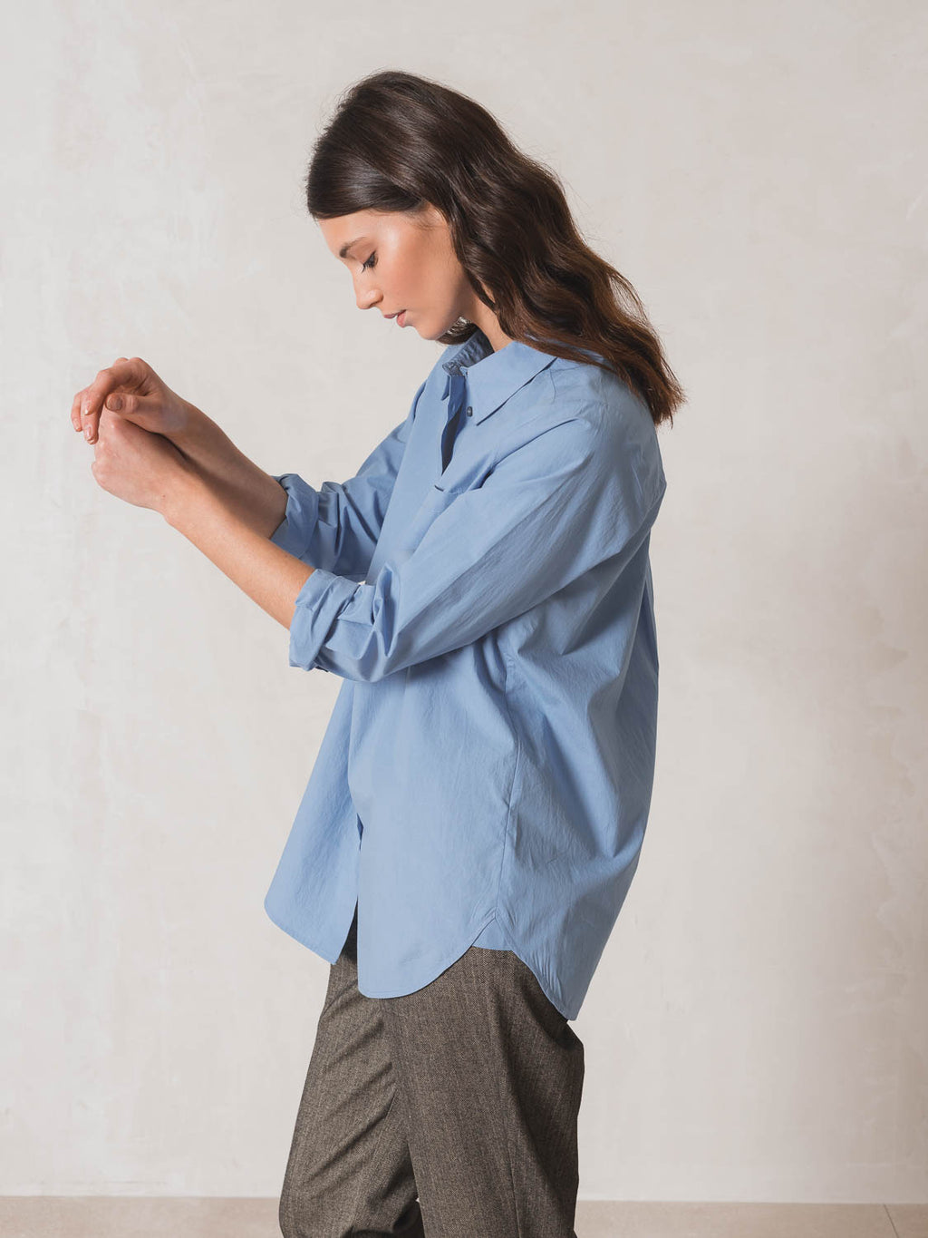 Indi & Cold Essential Poplin Shirt (AD431) - Cielo