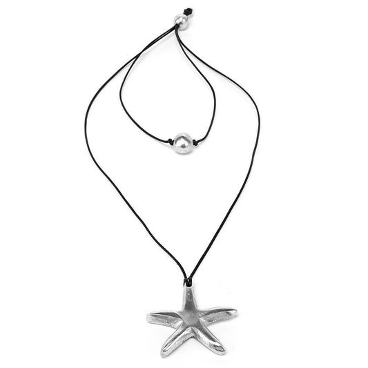 Vestopazzo Sphere and Starfish Pendant Necklace (AL02800) - Aluminium