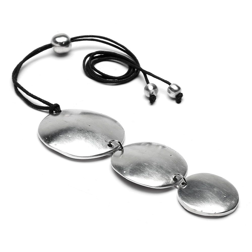 Vestopazzo 3 Flat Hoops Pendant Necklace (AL04018) - Silver