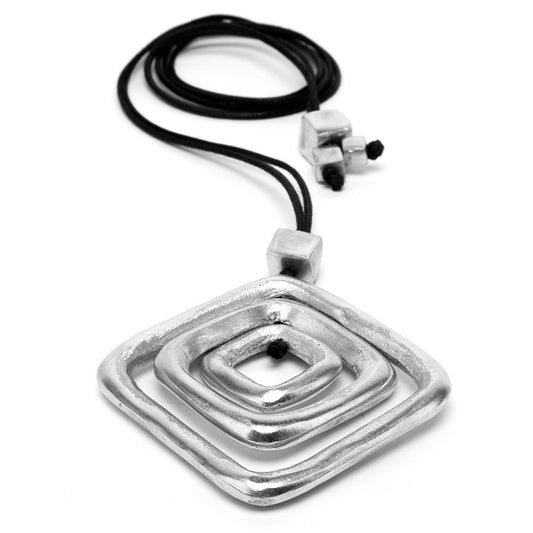 Vestopazzo 3 Rhombus Pendant Necklace (AL04084) - Silver