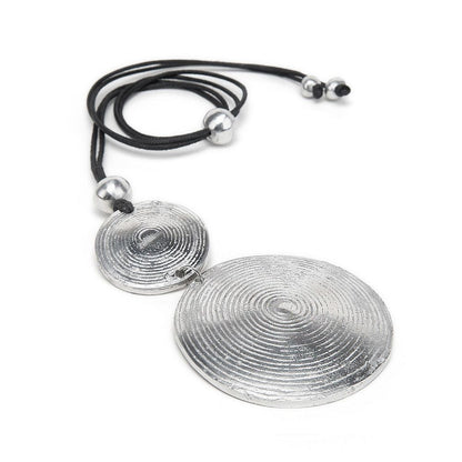 Vestopazzo Engraved Circles Pendant Necklace (AL04137) - Silver
