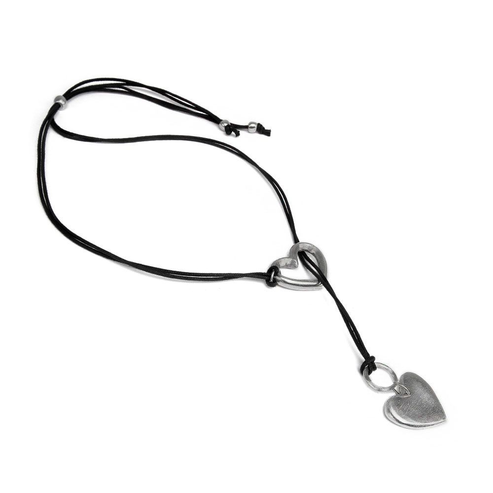 Vestopazzo Heart Pendant with Sliding String Necklace (AL04227) - Silver