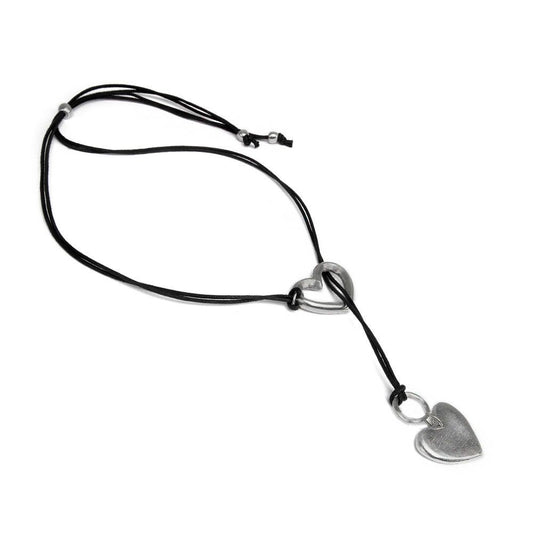 Vestopazzo Heart Pendant with Sliding String Necklace (AL04227) - Silver