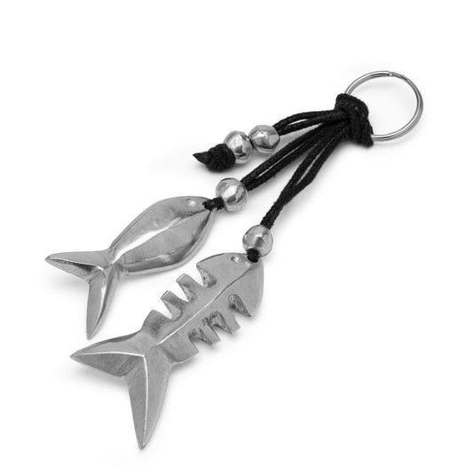 Vestopazzo Fishbone and Fish Keyring (AL06068) - Silver