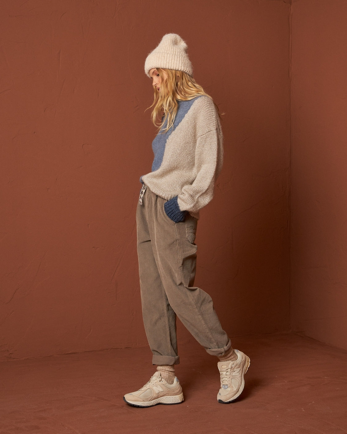 Indi & Cold Knitted Sweater Colours Intarsia (AX495) - Azul