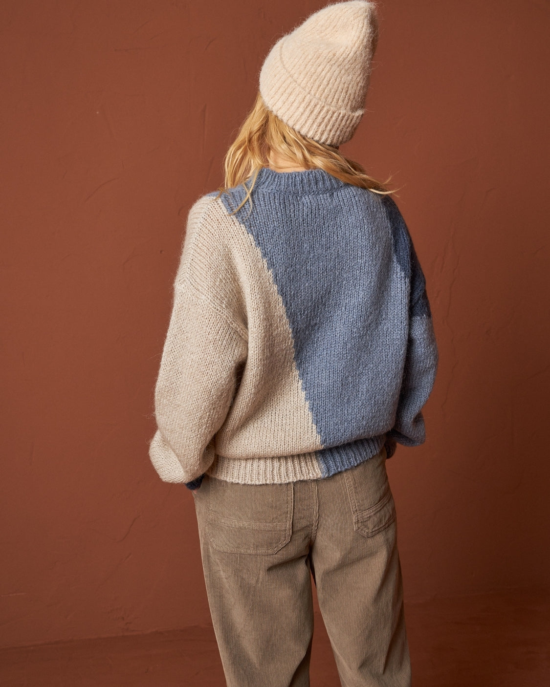 Indi & Cold Knitted Sweater Colours Intarsia (AX495) - Azul