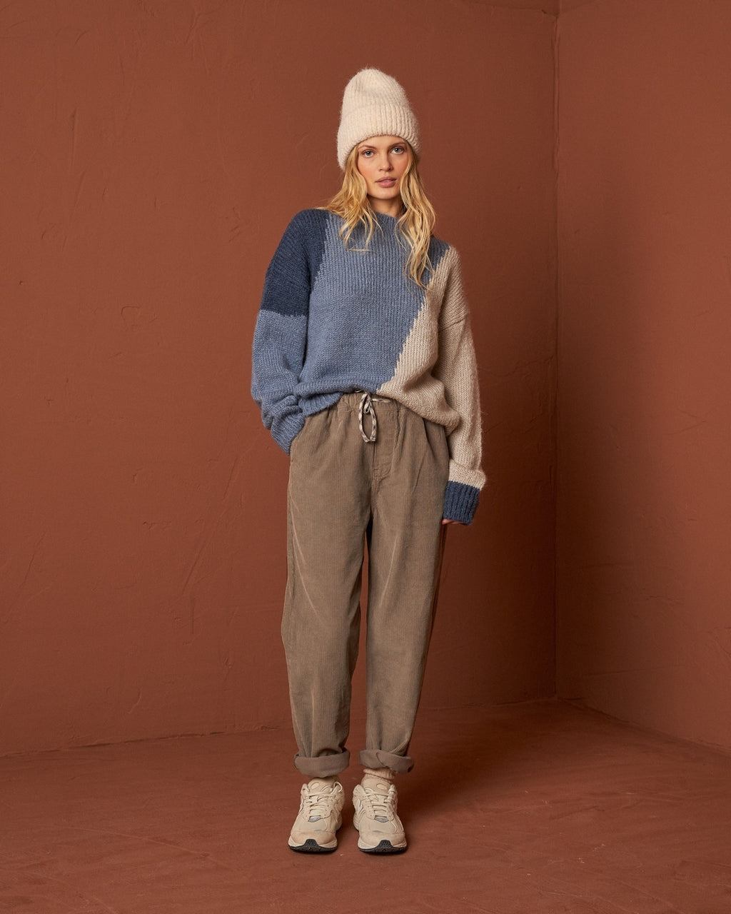 Indi & Cold Knitted Sweater Colours Intarsia (AX495) - Azul