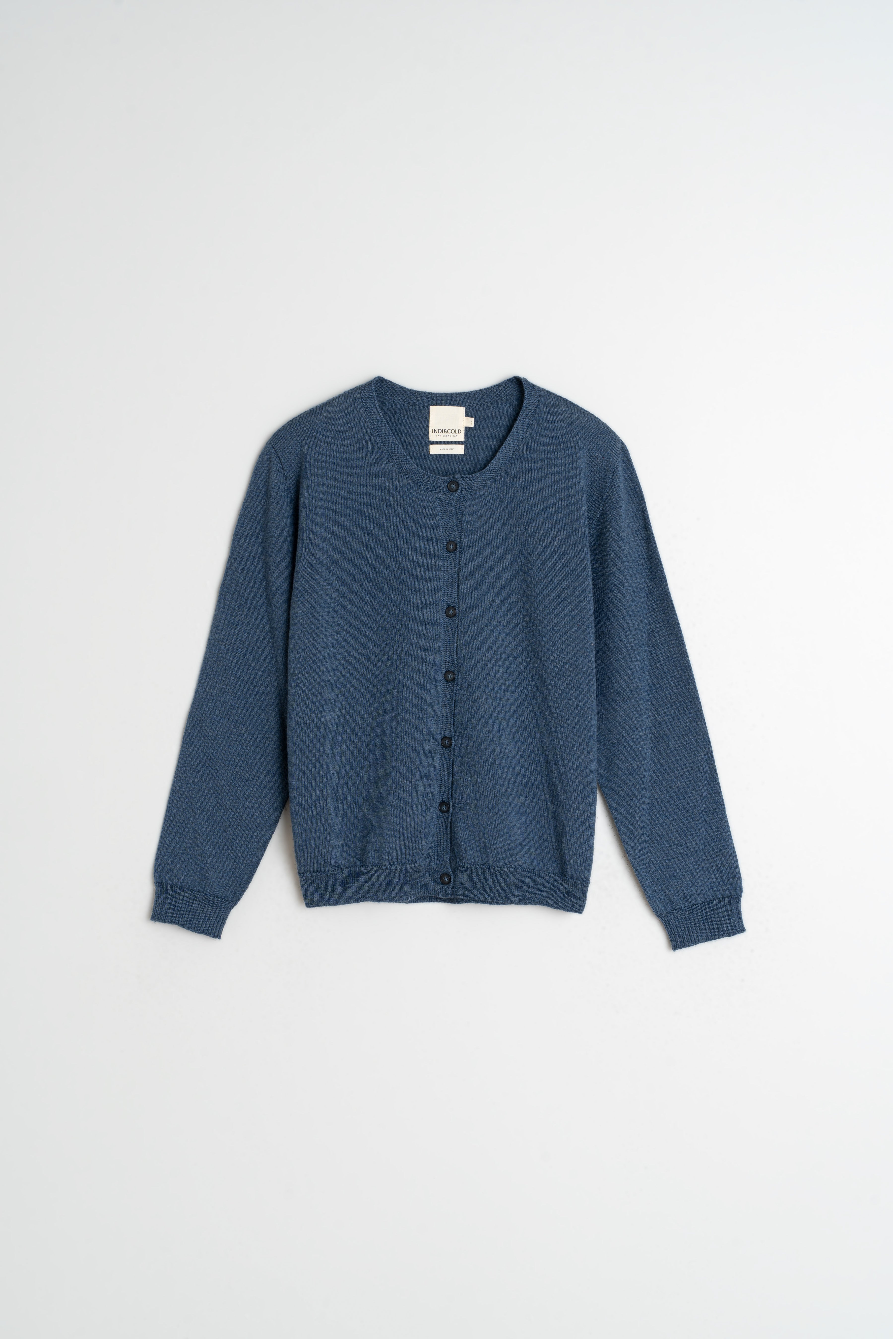 Indi & Cold Merino Wool Cardigan (AX516S) - Indigo