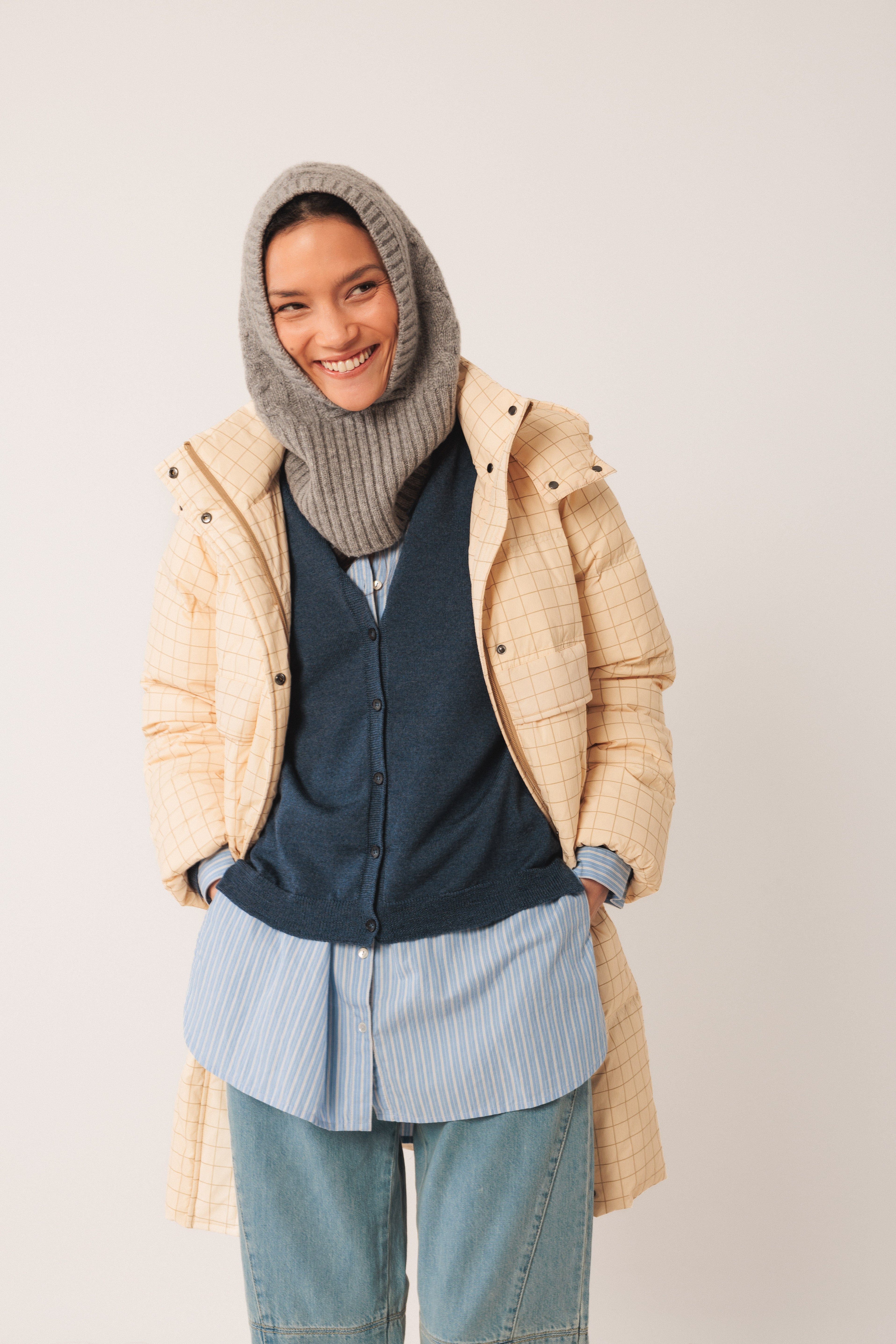 Indi & Cold Merino Wool Cardigan (AX516S) - Indigo