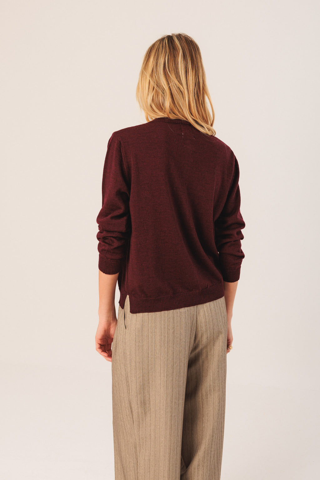 Indi & Cold Merino Argyle Cardigan (AX516) - Caoba