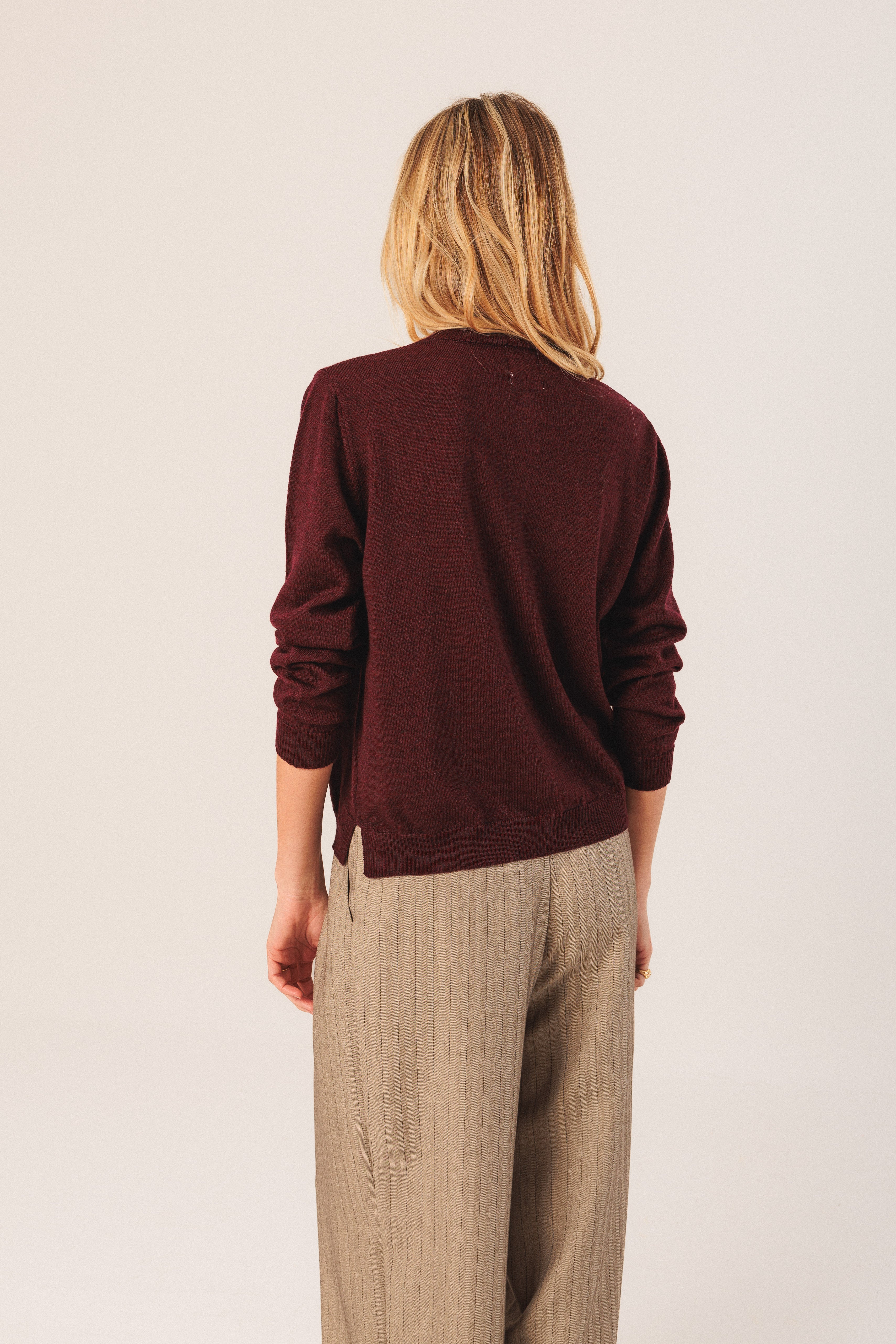 Indi & Cold Merino Argyle Cardigan (AX516) - Caoba