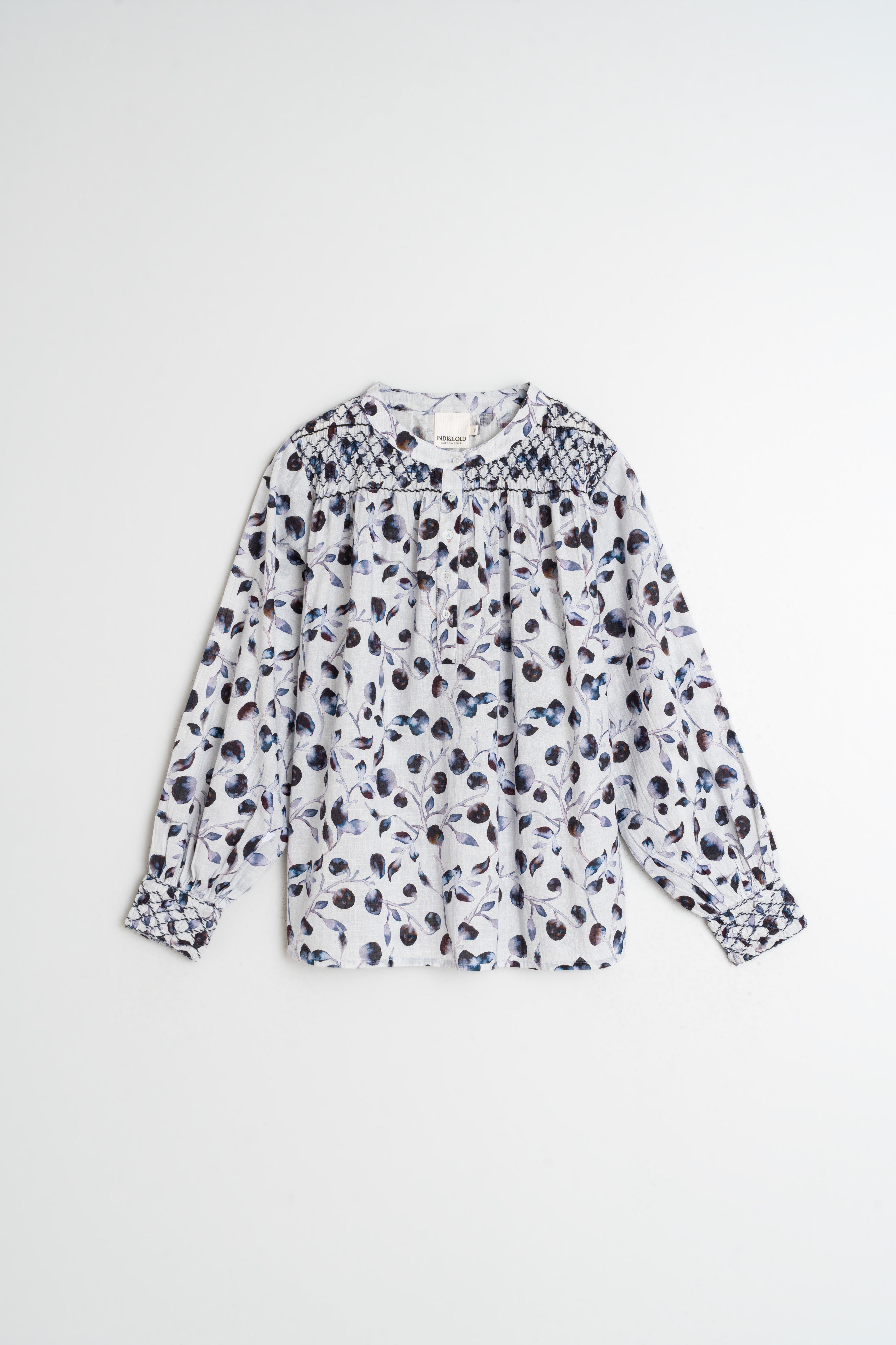 Indi & Cold Smock-Detail Blouse (BK162) - Noche