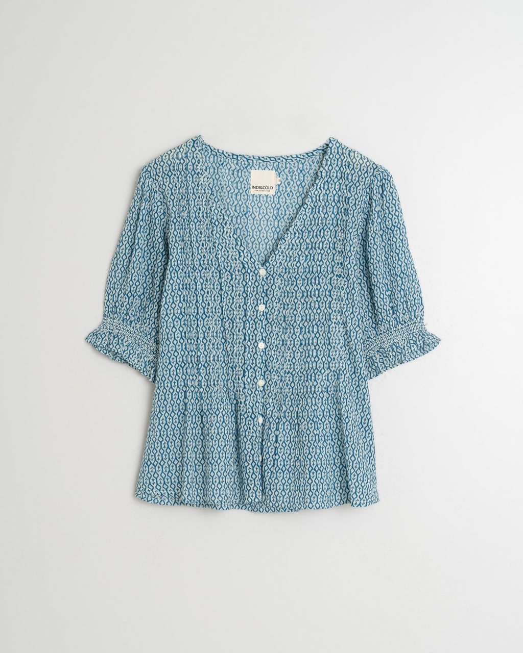 Indi & Cold Elastic Short Sleeve Shirt (BK171) - Indigo