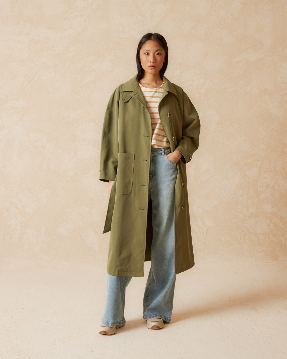 Indi & Cold Trench Coat (BY755) - Khaki