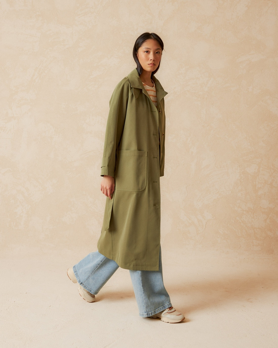 Indi & Cold Trench Coat (BY755) - Khaki