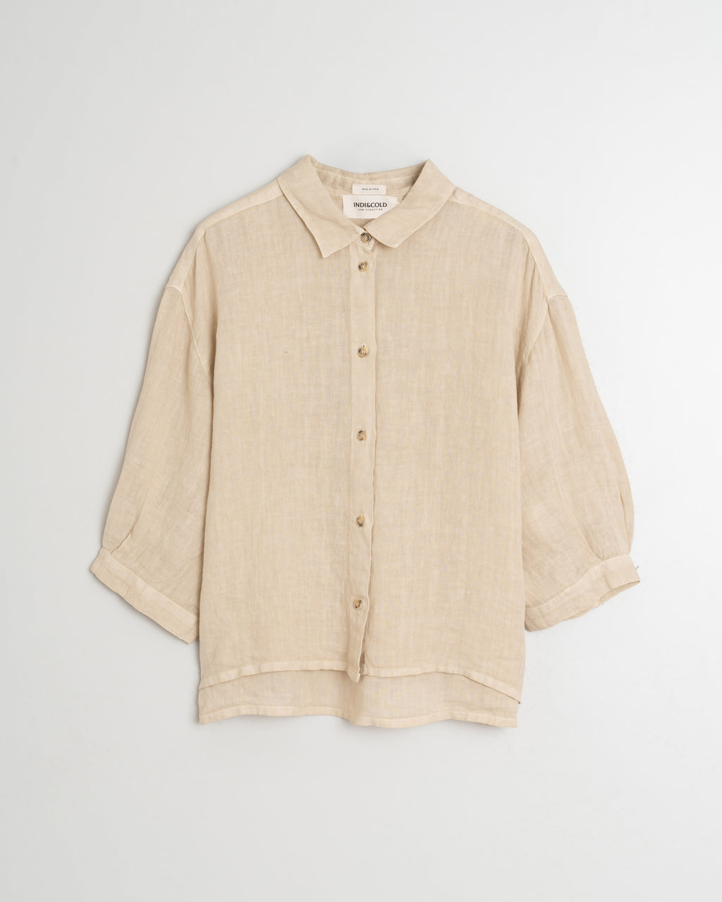 Indi & Cold Linen Box-Cut Shirt (CC250) - Piedra