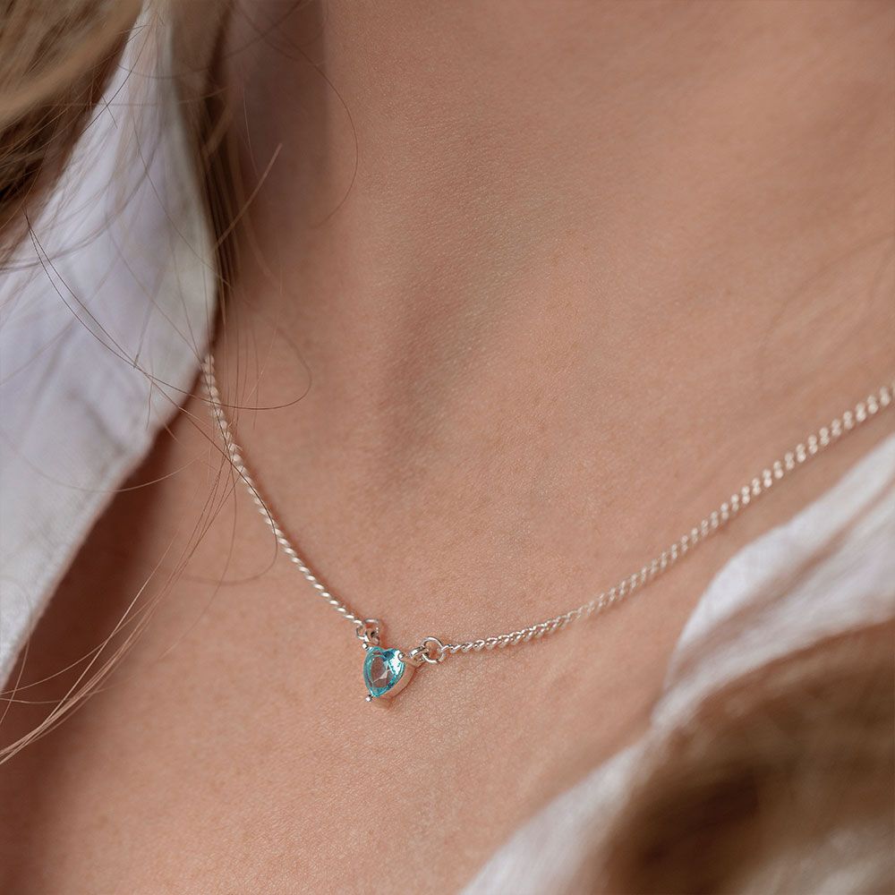 Vestopazzo Blue Heart Pendant Heart Necklace (CRW1001 - 012168) - Blue/Silver