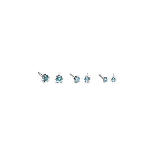 Vestopazzo 3 Pairs of Blue Stud Earrings Set (CRW3000 - 012183) - Blue/Silver