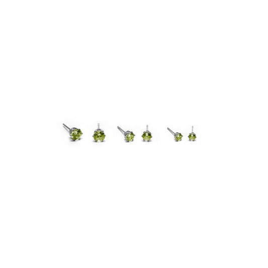 Vestopazzo 3 Pairs of Green Stud Earrings Set (CRW3000 - 012191) - Green/Silver