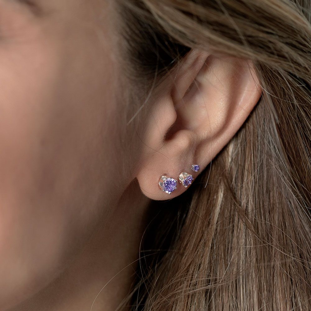 Vestopazzo 3 Pairs of Blue Stud Earrings Set (CRW3000 - 012183) - Blue/Silver