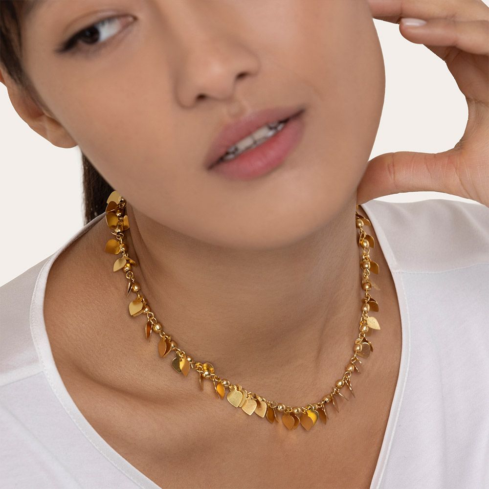 Vestopazzo Little Flat Hearts Necklace (DD01038) - Gold