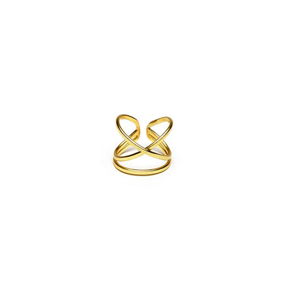 Vestopazzo Crossed Lines Ring (DD15065) - Gold