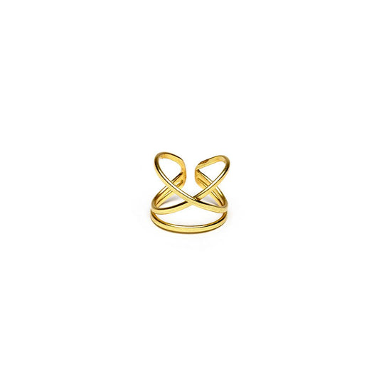 Vestopazzo Crossed Lines Ring (DD15065) - Gold