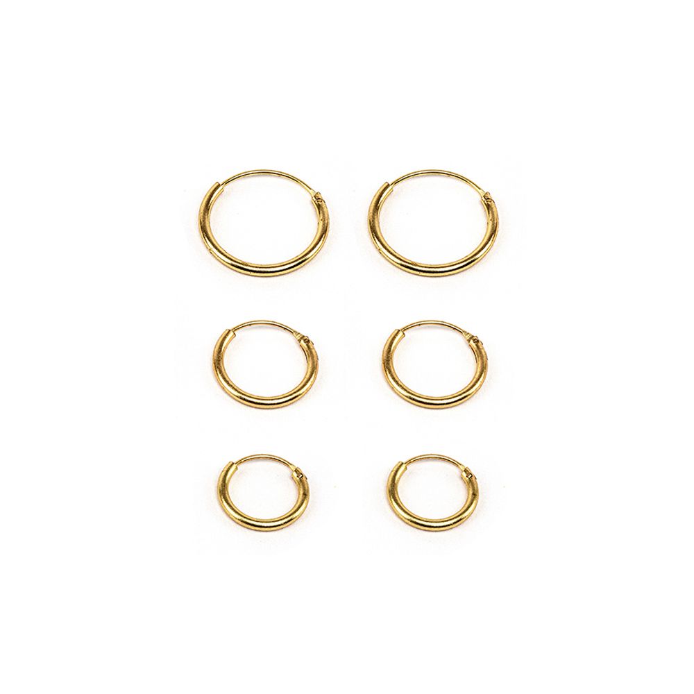 Vestopazzo Tris Hoops Earrings (DD16120) - Gold