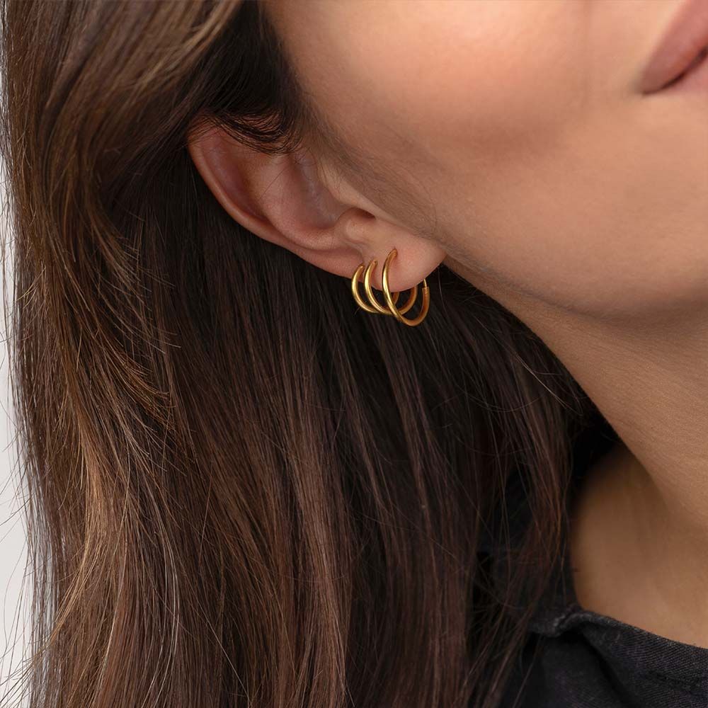 Vestopazzo Tris Hoops Earrings (DD16120) - Gold