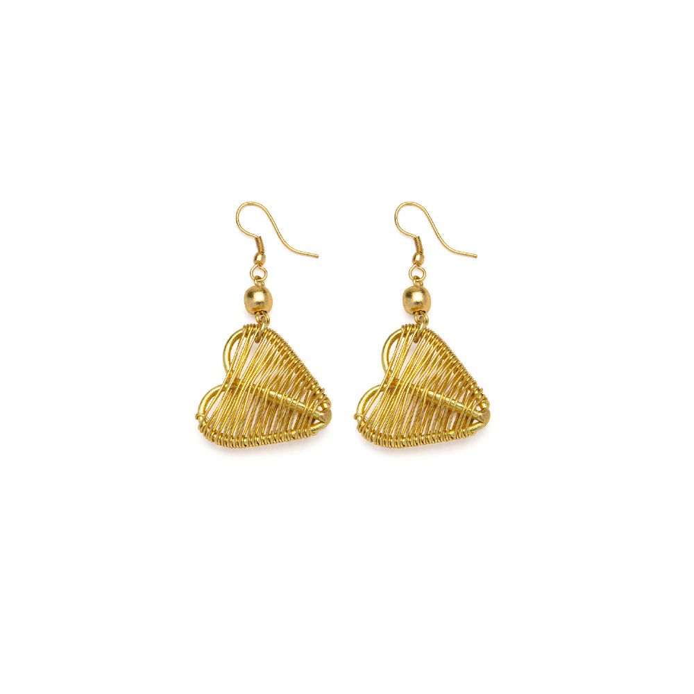 Vestopazzo Micro Wire Heart Earrings (DD16140) - Gold