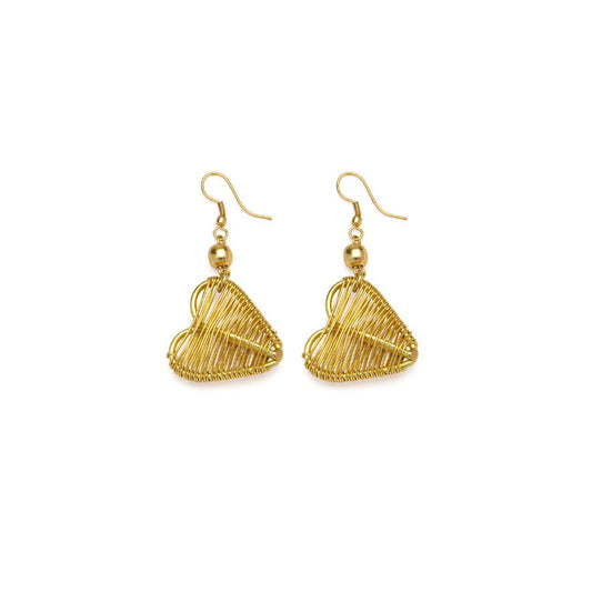 Vestopazzo Micro Wire Heart Earrings (DD16140) - Gold