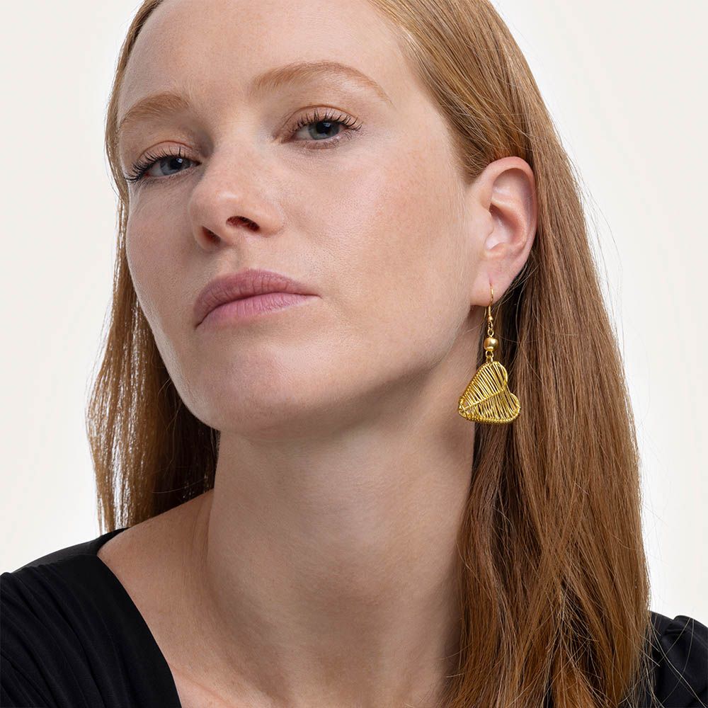 Vestopazzo Micro Wire Heart Earrings (DD16140) - Gold