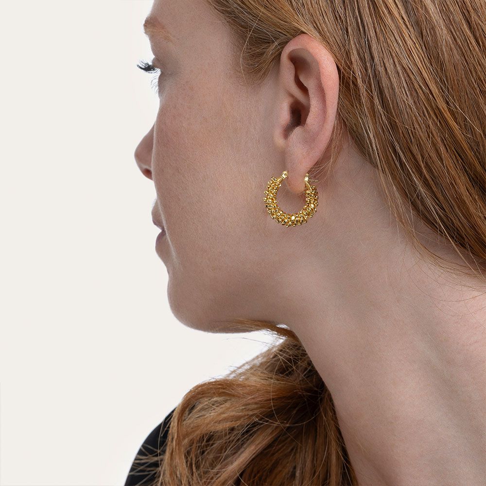 Vestopazzo Nuggets Hoop Earrings (DD16142) - Gold