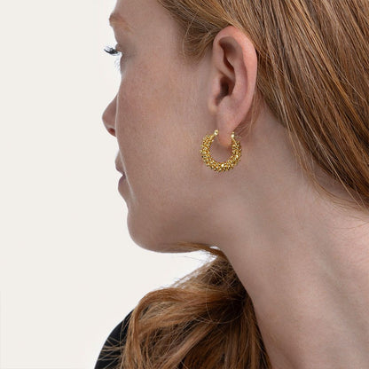 Vestopazzo Nuggets Hoop Earrings (DD16142) - Gold