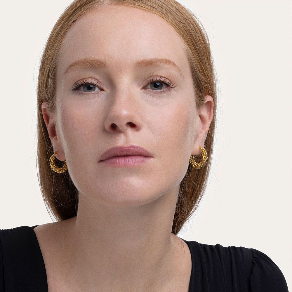 Vestopazzo Nuggets Hoop Earrings (DD16142) - Gold