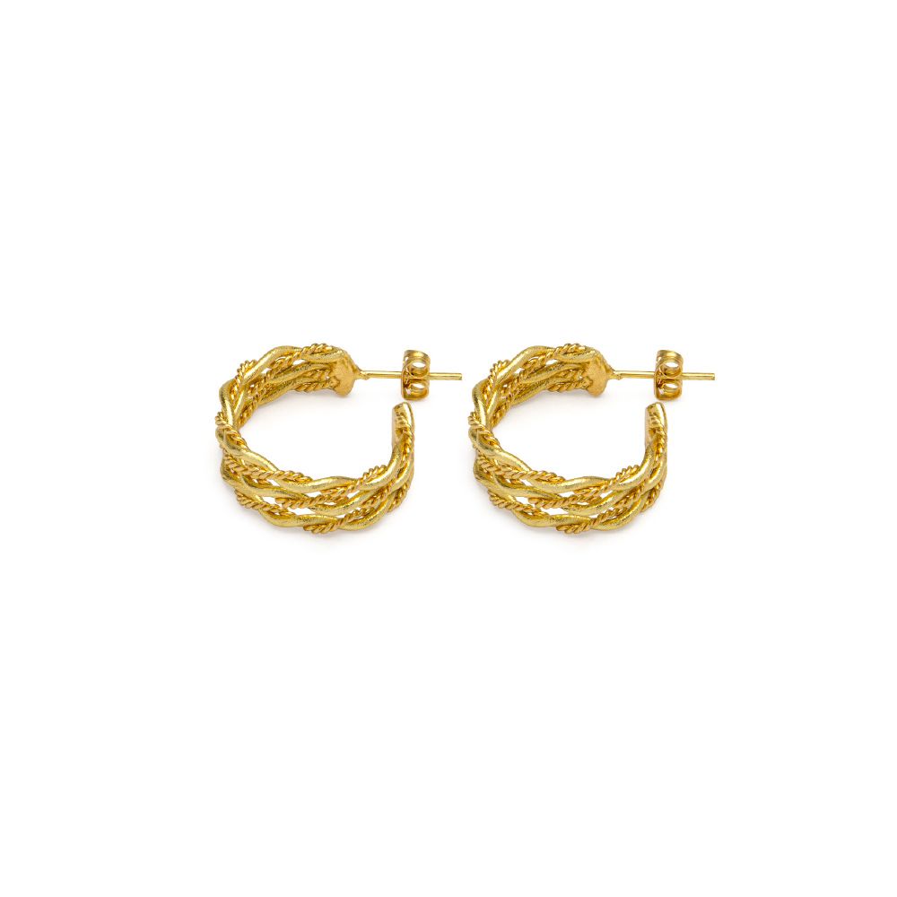Vestopazzo Torchon C Hoop Earrings (DD16144) - Gold