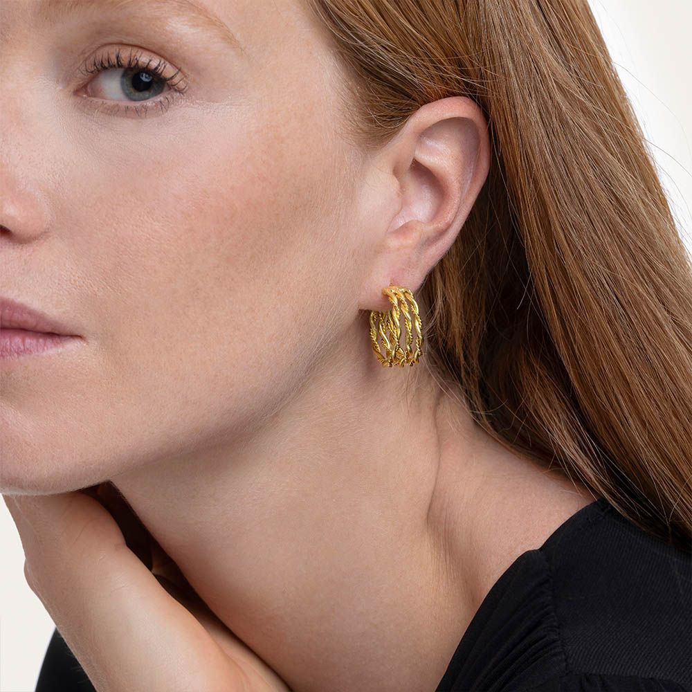 Vestopazzo Torchon C Hoop Earrings (DD16144) - Gold