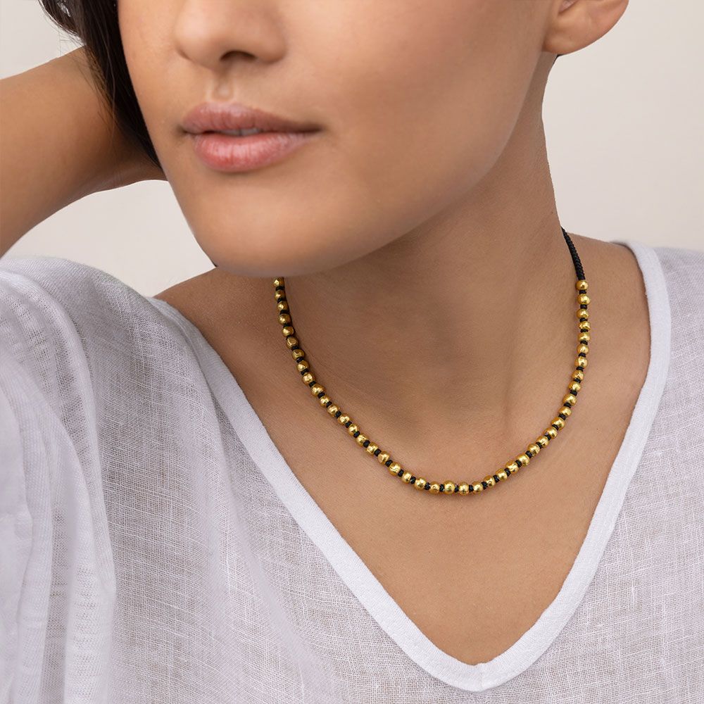 Vestopazzo Macrame Spheres Necklace (DRY1502) - Gold
