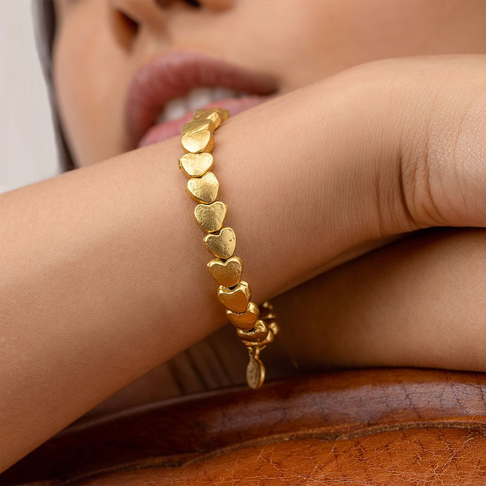 Vestopazzo Smooth Hearts Bracelet (DRY4014) - Gold