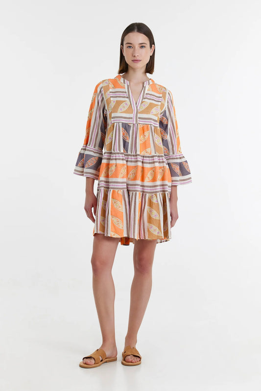 Devotion TWINS Hermosa Short Dress - Orange/Lila