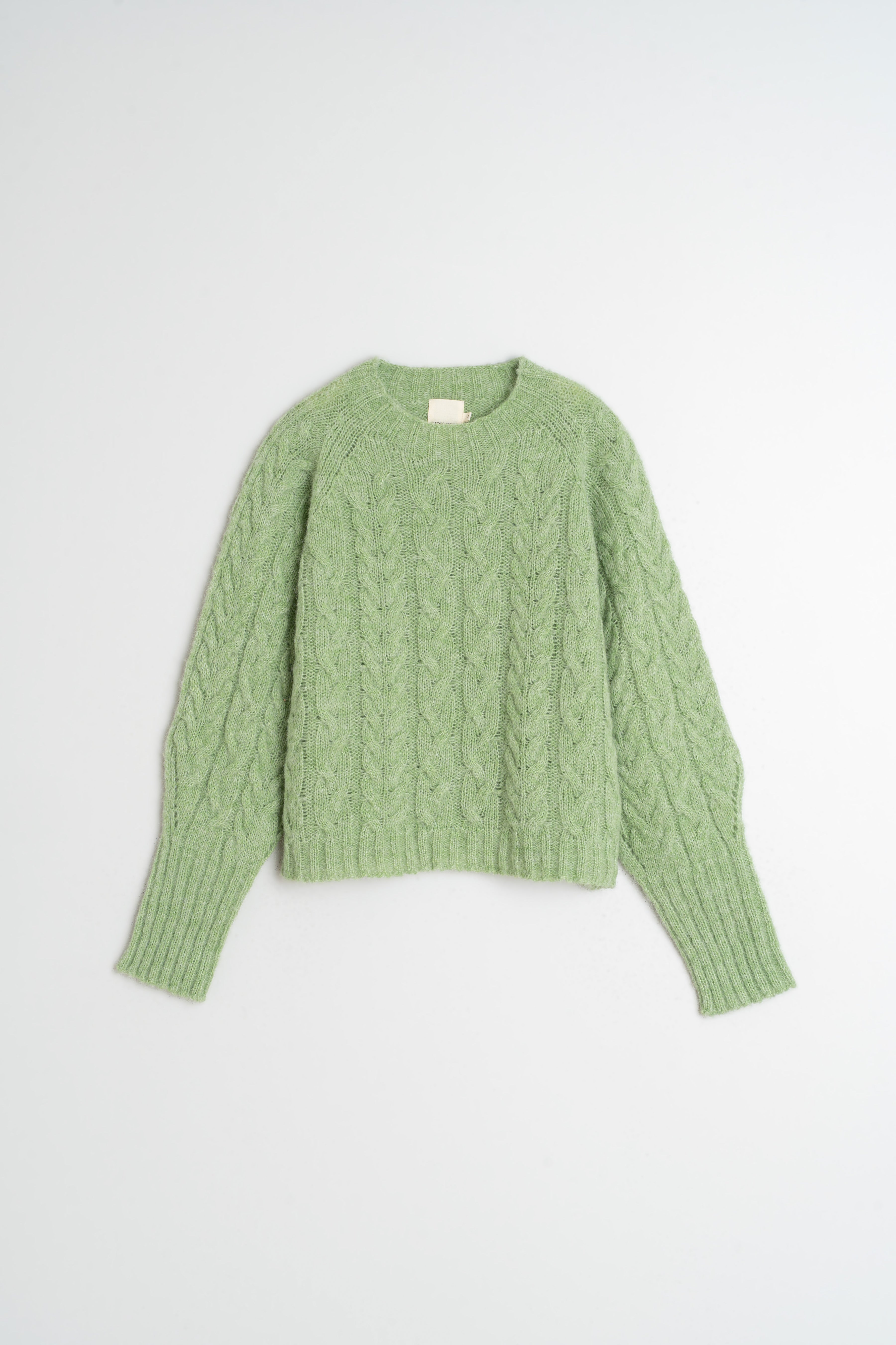 Indi & Cold Cable Knit Crop Sweater (EA501) - Matcha