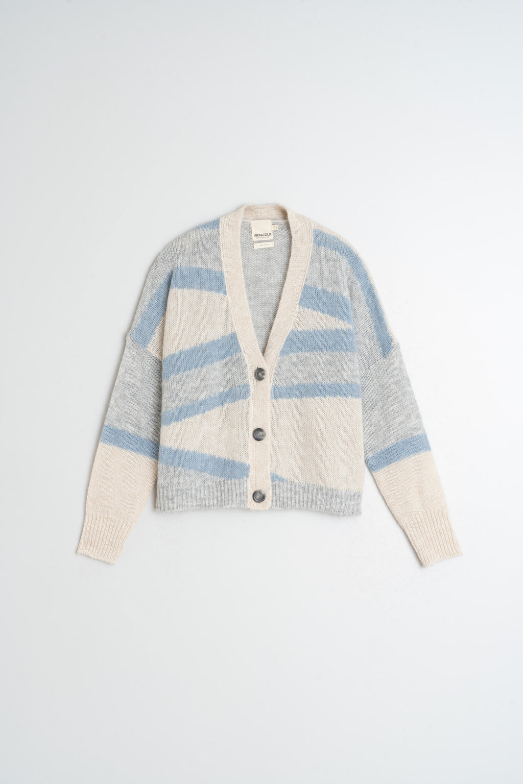 Indi & Cold Intarsia Alpaca Cardigan (EA535) - Azul
