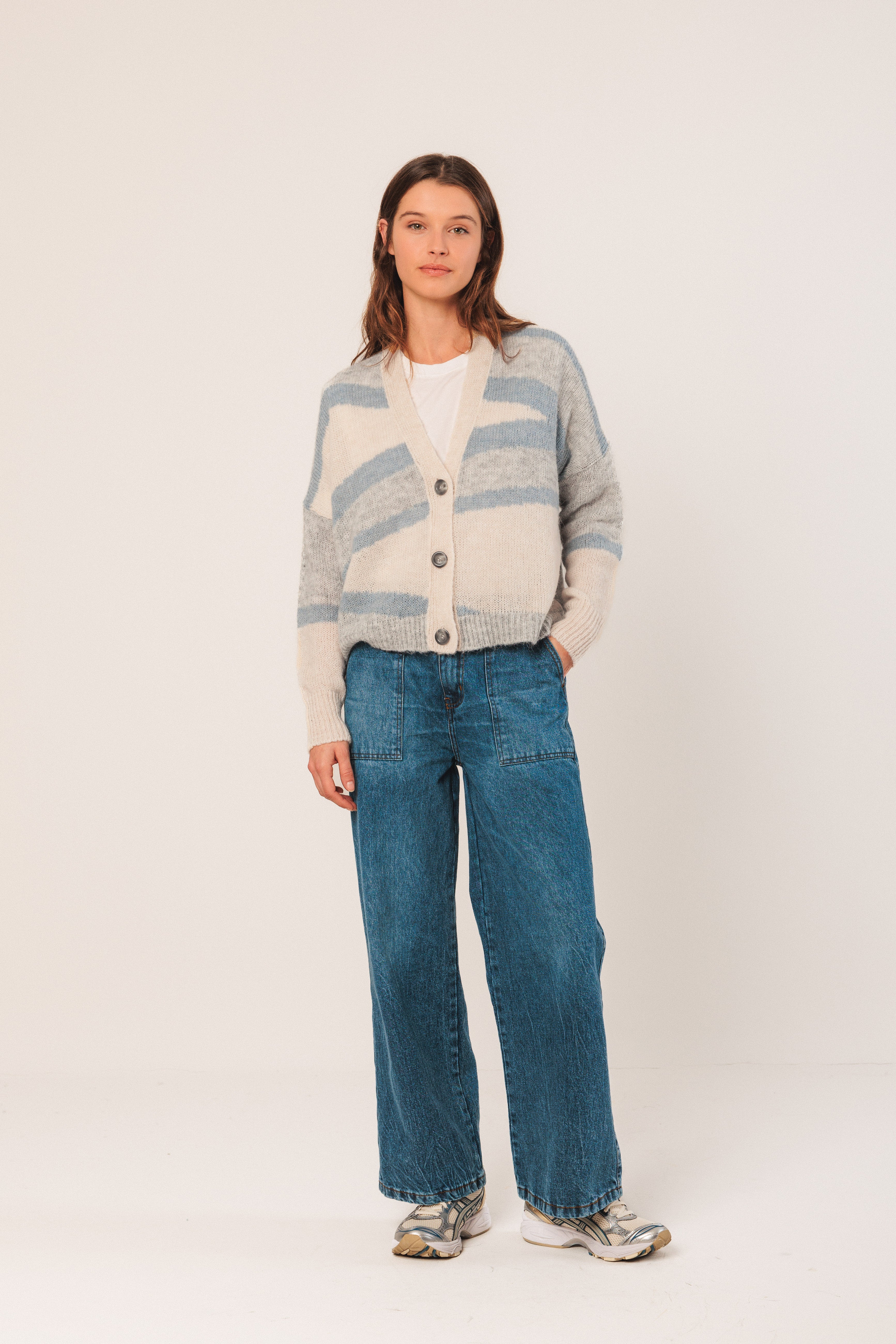 Indi & Cold Intarsia Alpaca Cardigan (EA535) - Azul