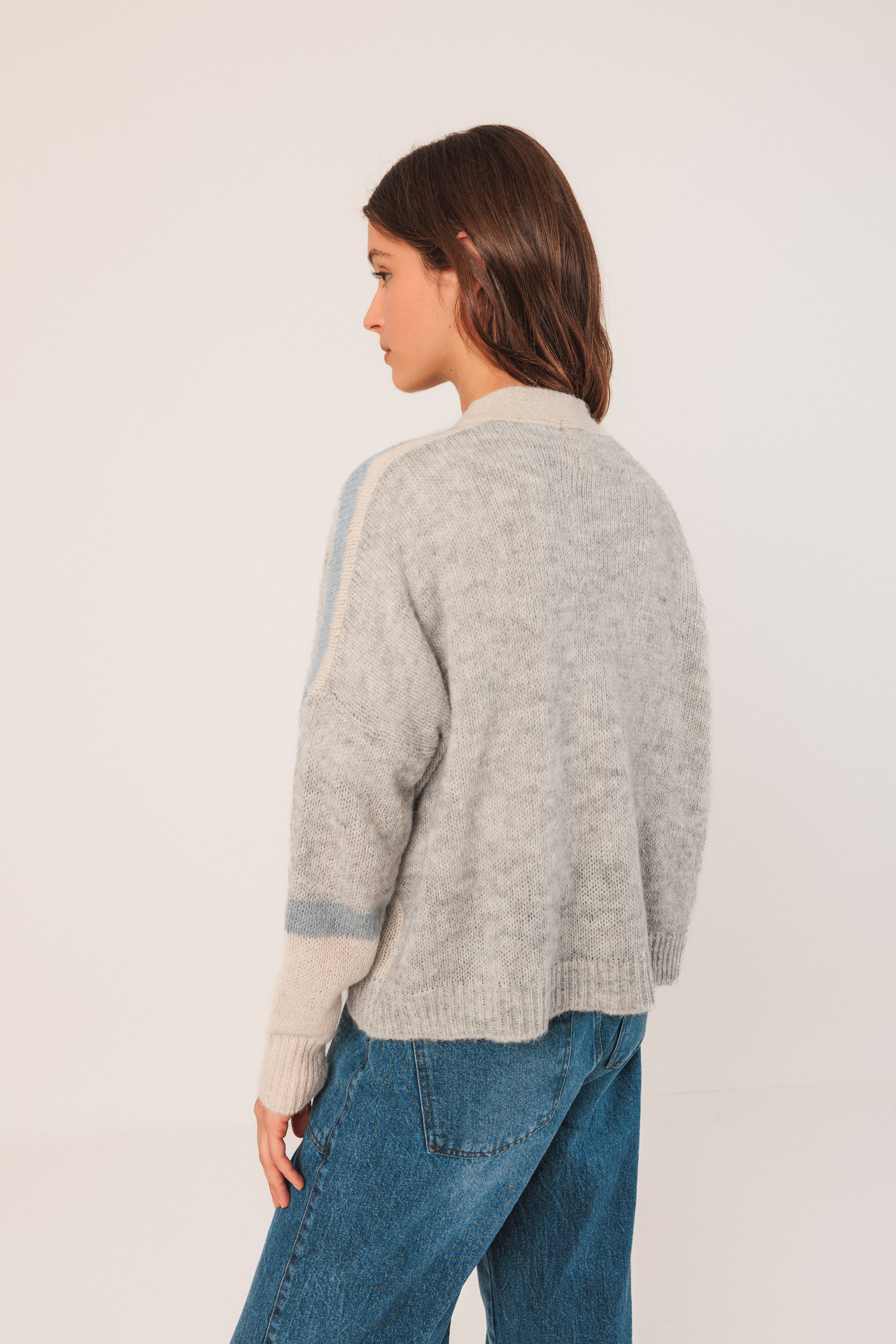 Indi & Cold Intarsia Alpaca Cardigan (EA535) - Azul