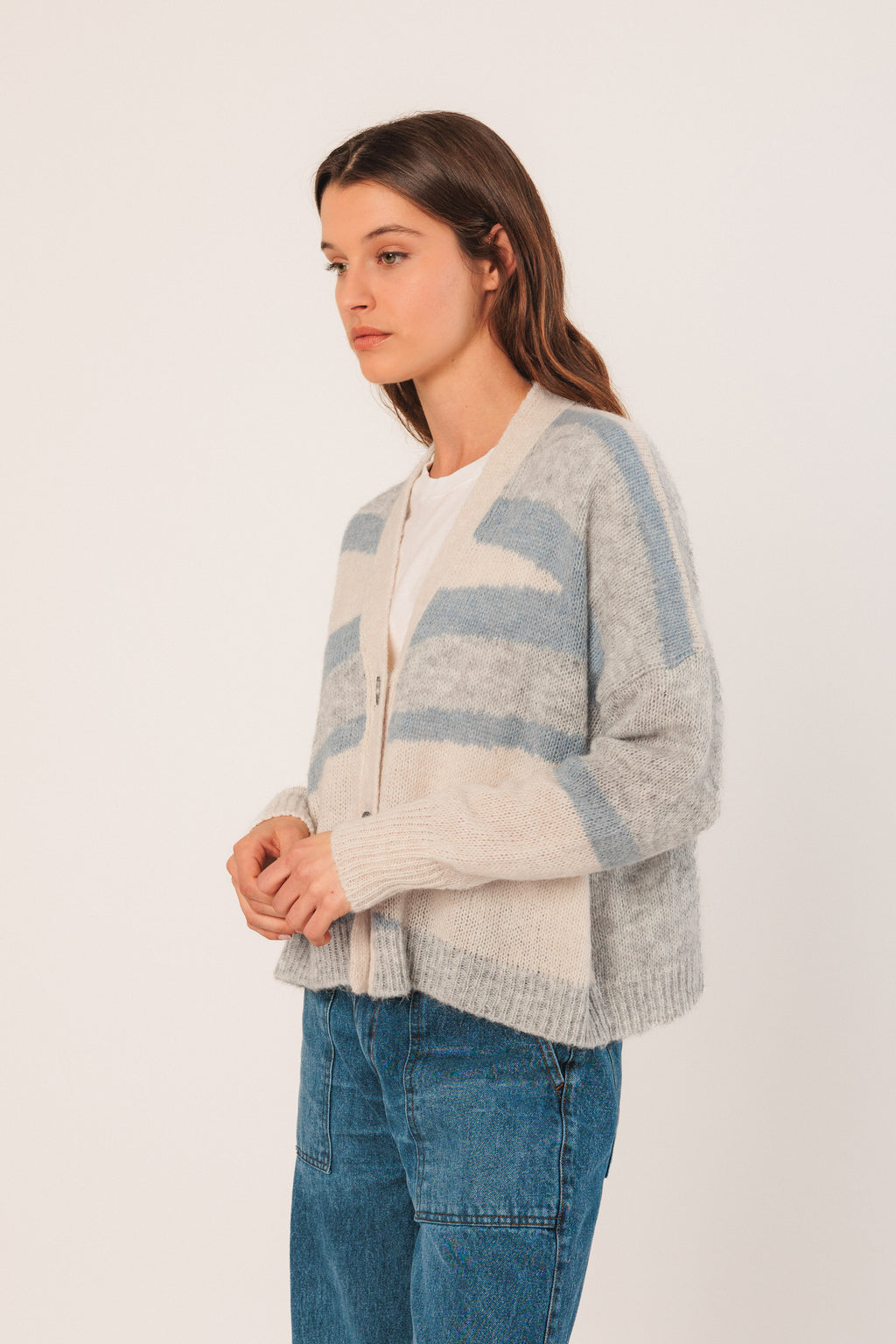 Indi & Cold Intarsia Alpaca Cardigan (EA535) - Azul