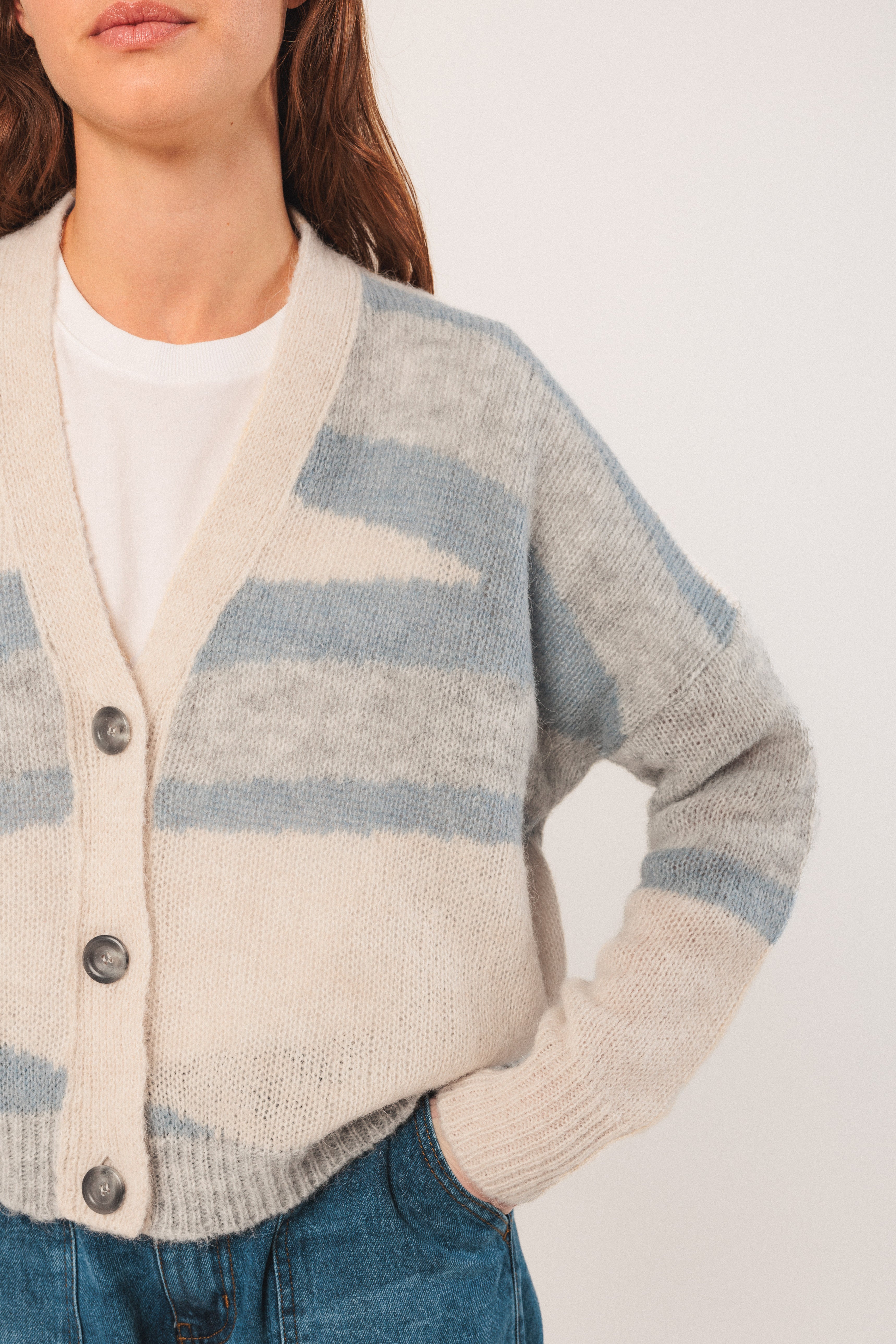 Indi & Cold Intarsia Alpaca Cardigan (EA535) - Azul