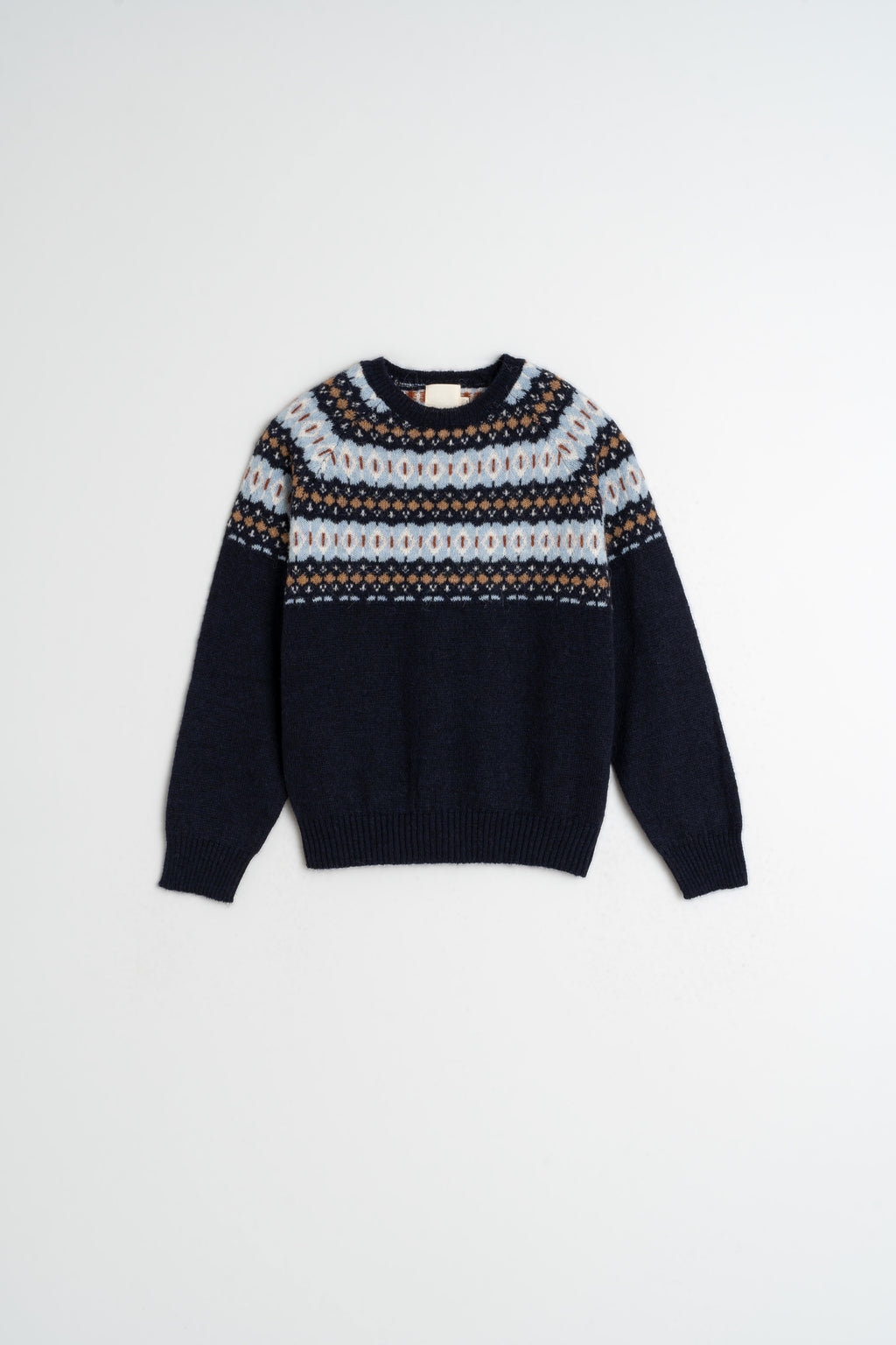 Indi & Cold Jacquard Border Sweater (EA536) - Marino