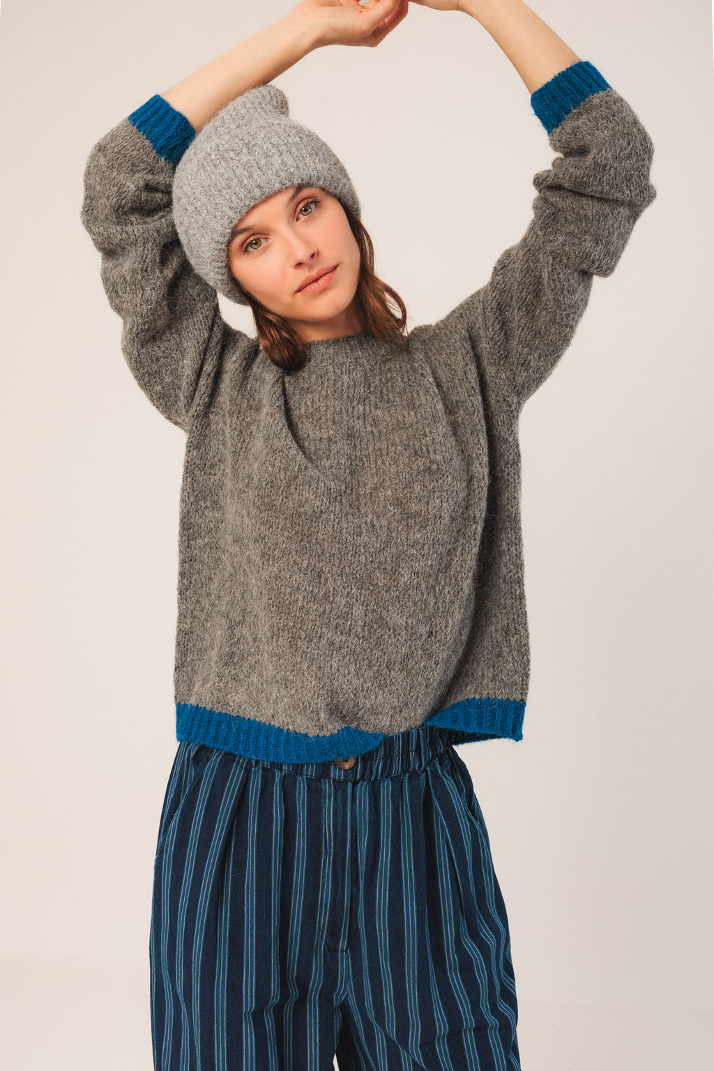 Indi & Cold Bicolour Knitted Sweater (EA555) - Marengo