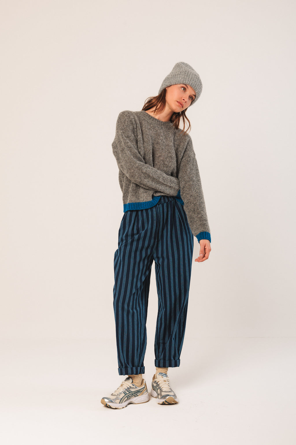 Indi & Cold Bicolour Knitted Sweater (EA555) - Marengo