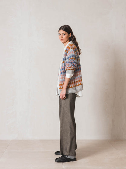 Indi & Cold Multicoloured Motif Cardigan (EA636) - Gris Vigore